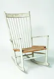 Hans J. Wegner, Rocking chair model J16, manufactured by FDB Mobler dated 1.11.65, with original painted frame and woven Danish cord seat