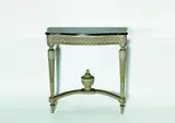 French Xvi 18th century painted console table, Later slate top.