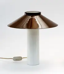 Denmark Holmgaard, 1960's white and brown enamelled desk light, makers label attached