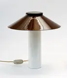 Denmark Holmgaard, 1960's white and brown enamelled desk light, makers label attached