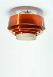 Christchurch Peter Beaven, 1960's ceiling light, spun aluminium with copper plating, brass framework.