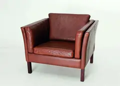 Mogens Hansen, 1960's Danish lounge chair, with a beech frame and upholstered in brown leather