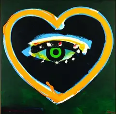 Pat Hanly, Night Heart and Eye, oil and enamel on board