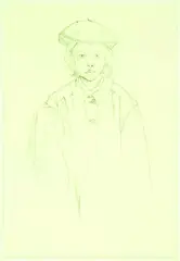 Rita Angus, Study of Child with Beret, pencil on paper