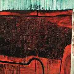 Robert Ellis, City in a Dark Red Landscape, oil on board