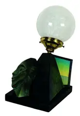 Egyptian Souvenir by Terry Stringer, cast bronze, oil paint, light fitting and lamp shade on marble base, sold Aug 2011