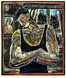 Nigel Brown, The Black Singlet, hand-coloured woodcut, 19/60