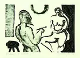Pat Hanly, Model and Artist I, lithograph, 6/15