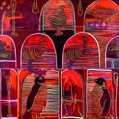 Sheyne Tuffery, Forgotten Icons I, acrylic and oilstick on incised board