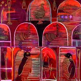 Sheyne Tuffery, Forgotten Icons I, acrylic and oilstick on incised board