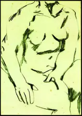 Joanna Paul, Study for a Seated Female Nude, charcoal on paper