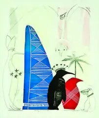 Sheyne Tuffery, Holiday in Gondwana, monoprint