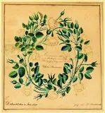 Wilhelm Berkehemeier, A Wedding announcement in the form of a decorative floral garland of Roses, ink and watercolour on paper