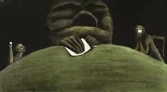 Tony Fomison, Isn't it my Turn, oil on canvas on board, 1976