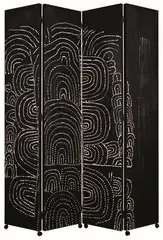 John Reynolds, Veronica's Veil, acrylic and oil on three panel screen