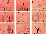 Chris Heaphy, Walk this Way, oilstick and acrylic on paper, nine panels