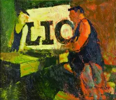 Lunch Hour Break by Garth Tapper, oil on board, offered Apr 2011