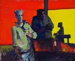 Garth Tapper, Public Bar, acrylic on card