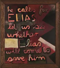 Colin McCahon, He Calls for Elias, enamel on hardboard