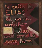 He Calls for Elias by Colin McCahon, enamel on hardboard, sold Apr 2011