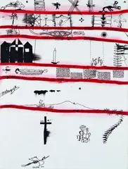Mana by John Pule, ink and acrylic on canvas, sold Apr 2011