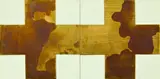 Stephen Bambury, Affective Psychosensory Language, 23 karat gold and resin on two aluminium panels