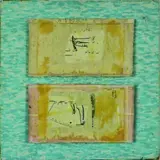 Merylyn Tweedie, The Interests and Pleasures of Life II No. 4, housepaint, liquitex, epoxy resin, hand-coloured photocopies, floor tile and particle board