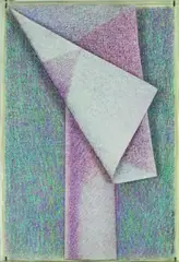 Untitled - Abstract Folding Form by Terry Stringer, pastel on collaged paper in original Perspex frame, sold Mar 2011
