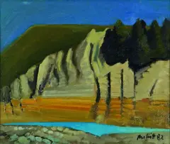 Trevor Moffitt, Rakaia River Series No. 10, oil on board