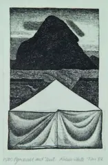 Pyramid and Tent by Robin White, etching, 15/20, sold Mar 2011