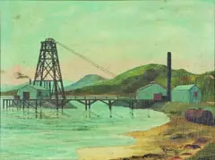 W. Huddlestone, Hauraki Main Lodes Mine, Coromandel, oil on canvasboard