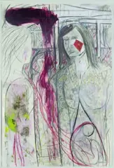 Down by Jeffrey Harris, mixed media and collage on paper, offered Mar 2011