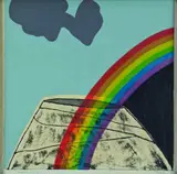 Pat Hanly, Rainbow over Mt Eden, silkscreen print, 27/40