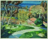 Rudolf Gopas, The Garden Path, Dunedin, gouache