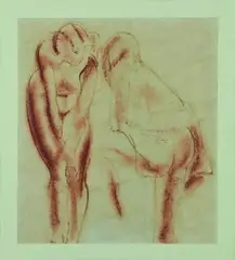 George Woods, Female Nude Study, contÃ© on paper
