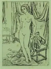 John Buckland Wright, Nude in an Interior, wood engraving
