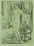 John Buckland Wright, Nude in an Interior, wood engraving