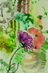 Olivia Spencer Bower, Untitled - Garden Scene, watercolour