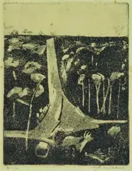 Landscape with Steep Road by Fred Williams, aquatint etching, sold Mar 2011