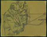 Michael Smither, At the Piano, pencil on paper