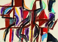Regent by Julian Dashper, oil and pastel on paper, 4 panels, sold Nov 2010
