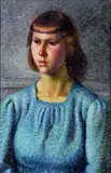 Anna Lois White, Girl in Blue, oil on board