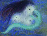 Arthur Boyd, Three Heads and Snake, pastel on paper, 1964
