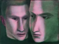 2 Faces by Richard McWhannell, oil on canvasboard, sold Sep 2010