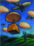 Downs, Untitled - Eight Surrealist Compositions, acrylic on canvas paper, eight panels