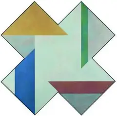 Roy Good, Cross Rotate II, acrylic on canvas mounted to shaped board