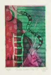 Snake, Ladder and Tipi II by Philippa Blair, etching, 4/25, sold Sep 2010