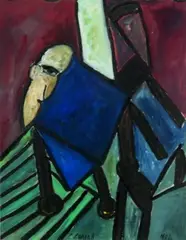 Christina Conrad, Figure in an Interior, ink, watercolour and oil on paper