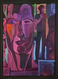 Murray Grimsdale, Figures in an Interior, acrylic on card
