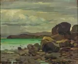 James Turkington, The Onehunga Wharf, oil on canvas on board